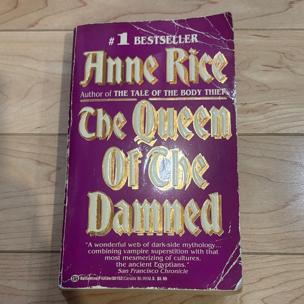 4/$25 The Queen of the Damned by ANNE RICE 7th printing 1992 goth vampire horror